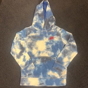 Nike boys blue and white tie dyed hooded sweatshirt